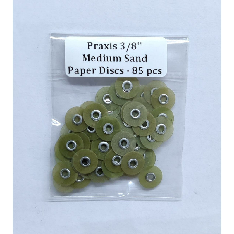 Polishing and finishing Discs and Mandrels & Praxis 3/8" Medium sand Paper Discs - 85 pcs.