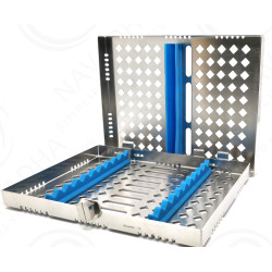 Steel Cassettes for Hand Instruments & Light Blue Sterilizing Cassette (10 Instruments)